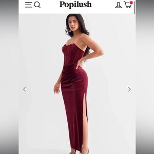 Chic Strapless Burgundy Dress